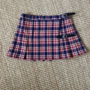 SOLD Brandy Melville Plaid Mini Skirt with Brown Belt and Buckle